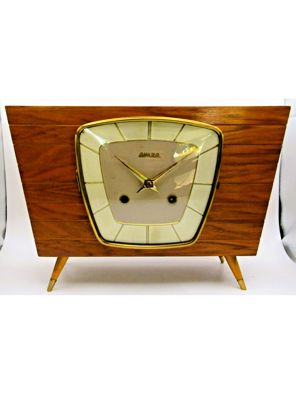 1960s Ankra Hermle Germany Mechanical Wood Table Clock